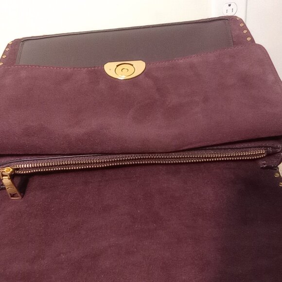 Coach Dreamer Shoulder Leather and Suede Bag With Rivets Oxblood - Picture 10 of 12